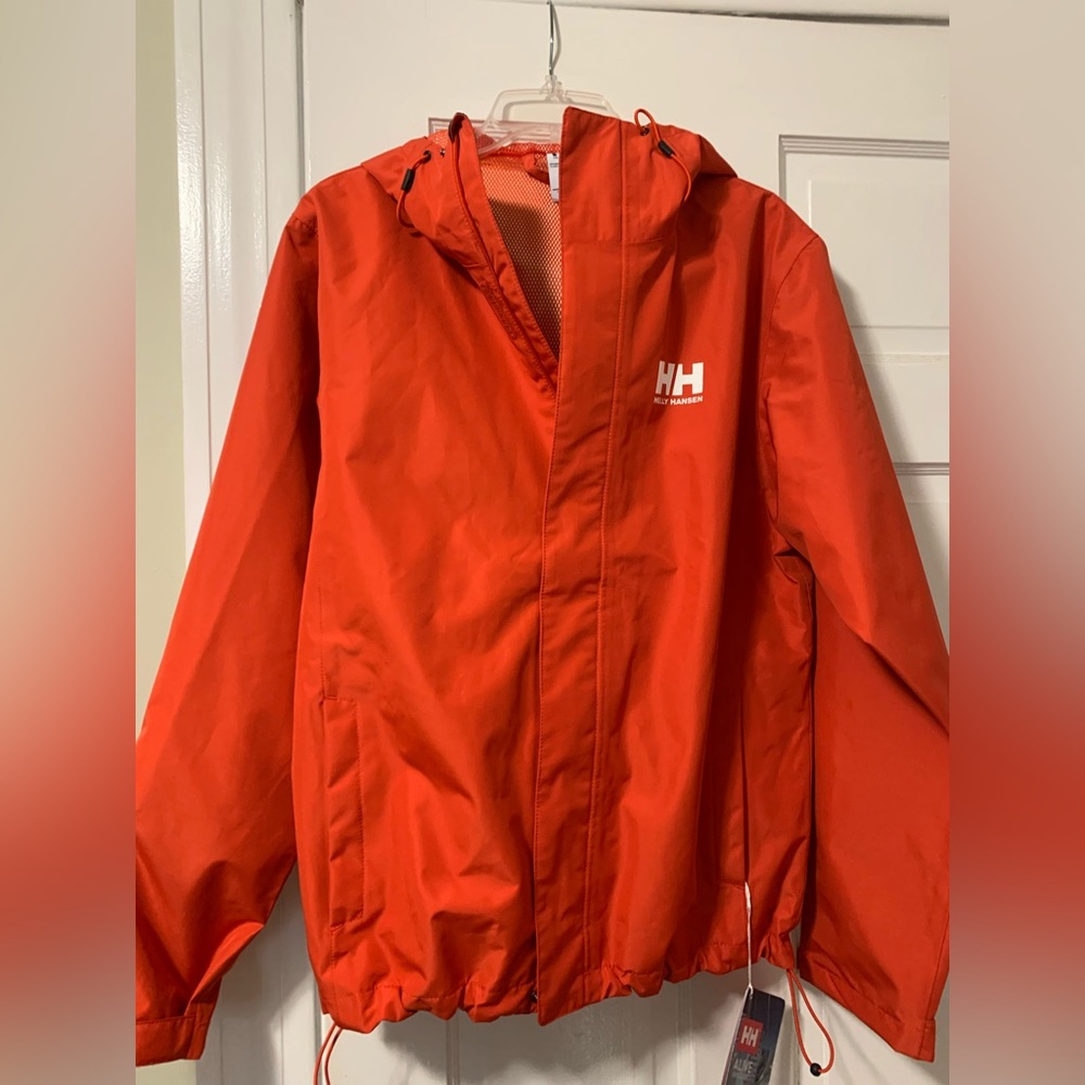 NWT Helly Hansen seven 7 sailing rain jacket coat hood orange men’s medium